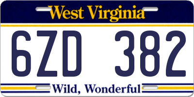 WV license plate 6ZD382