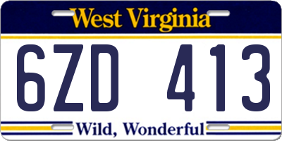 WV license plate 6ZD413