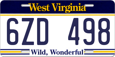 WV license plate 6ZD498