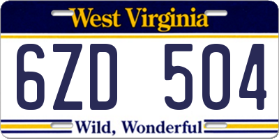 WV license plate 6ZD504
