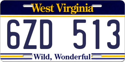 WV license plate 6ZD513