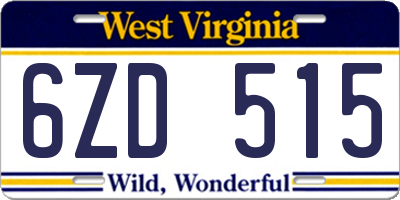 WV license plate 6ZD515