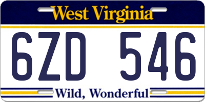 WV license plate 6ZD546