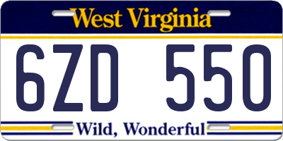 WV license plate 6ZD550