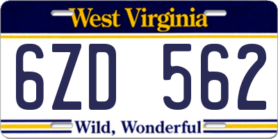 WV license plate 6ZD562