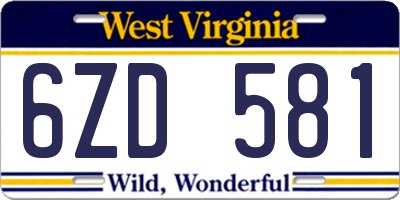 WV license plate 6ZD581