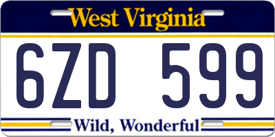 WV license plate 6ZD599