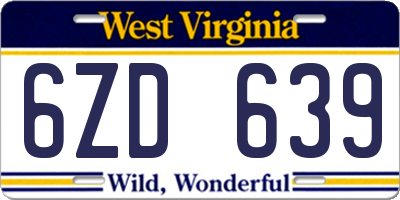 WV license plate 6ZD639