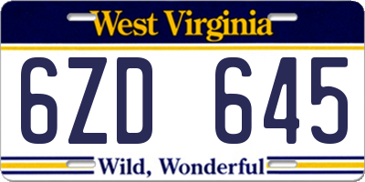 WV license plate 6ZD645