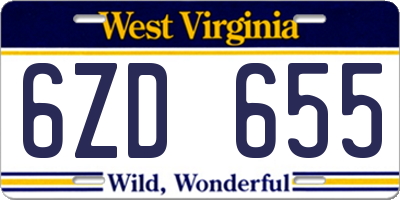 WV license plate 6ZD655