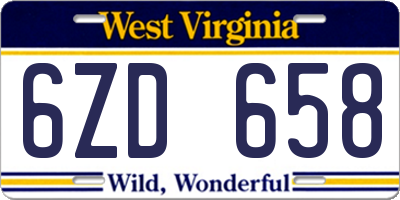 WV license plate 6ZD658