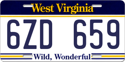 WV license plate 6ZD659