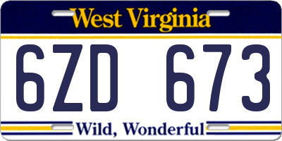 WV license plate 6ZD673