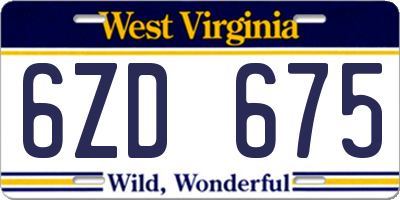 WV license plate 6ZD675