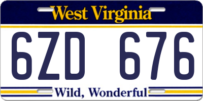 WV license plate 6ZD676