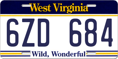 WV license plate 6ZD684