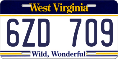 WV license plate 6ZD709