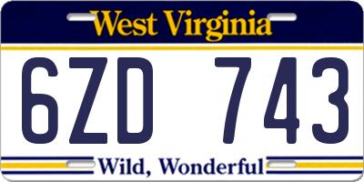 WV license plate 6ZD743