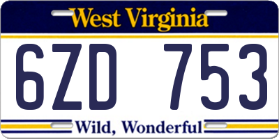 WV license plate 6ZD753
