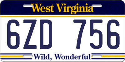 WV license plate 6ZD756