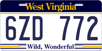 WV license plate 6ZD772