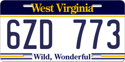 WV license plate 6ZD773