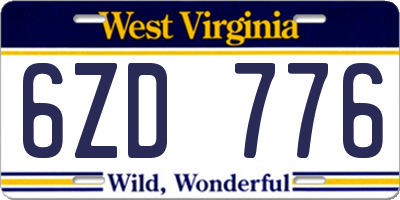 WV license plate 6ZD776