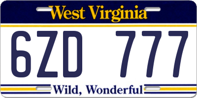 WV license plate 6ZD777