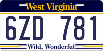 WV license plate 6ZD781