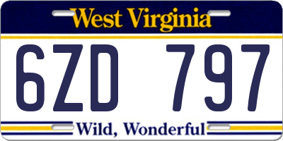 WV license plate 6ZD797