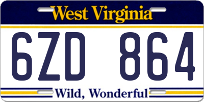 WV license plate 6ZD864