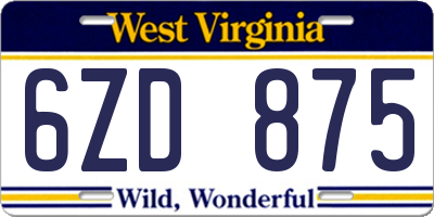 WV license plate 6ZD875