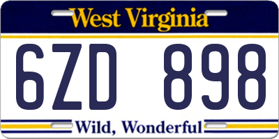 WV license plate 6ZD898