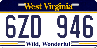 WV license plate 6ZD946