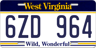 WV license plate 6ZD964
