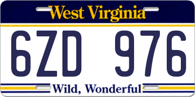 WV license plate 6ZD976