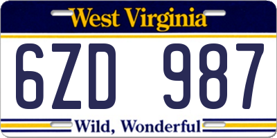 WV license plate 6ZD987