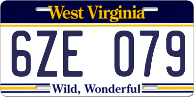WV license plate 6ZE079