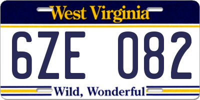 WV license plate 6ZE082