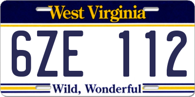 WV license plate 6ZE112
