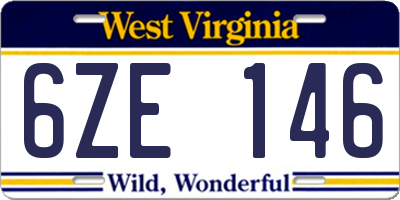WV license plate 6ZE146