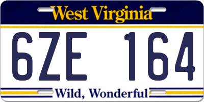WV license plate 6ZE164