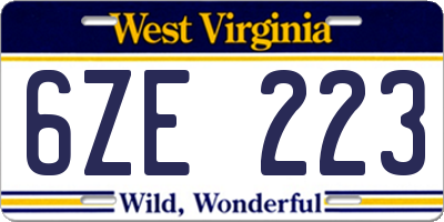 WV license plate 6ZE223
