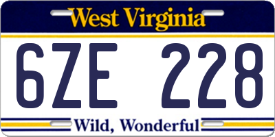 WV license plate 6ZE228