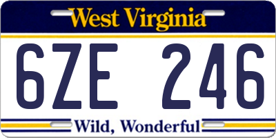 WV license plate 6ZE246