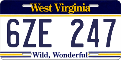 WV license plate 6ZE247