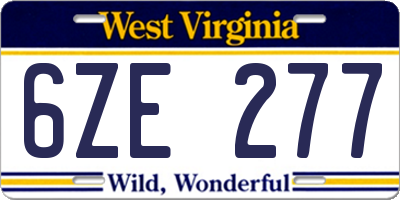 WV license plate 6ZE277