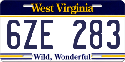 WV license plate 6ZE283