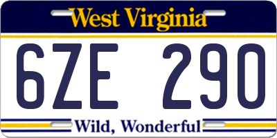 WV license plate 6ZE290
