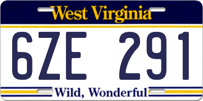 WV license plate 6ZE291